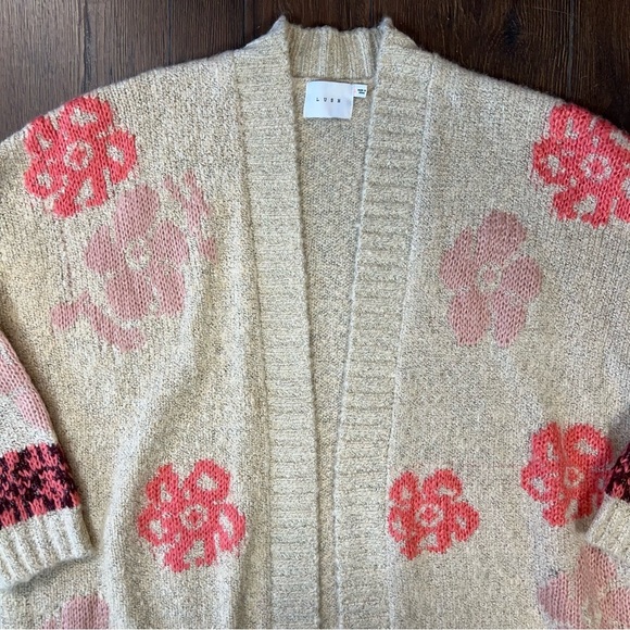 LUSH floral open cardigan SZ LG - Picture 4 of 4